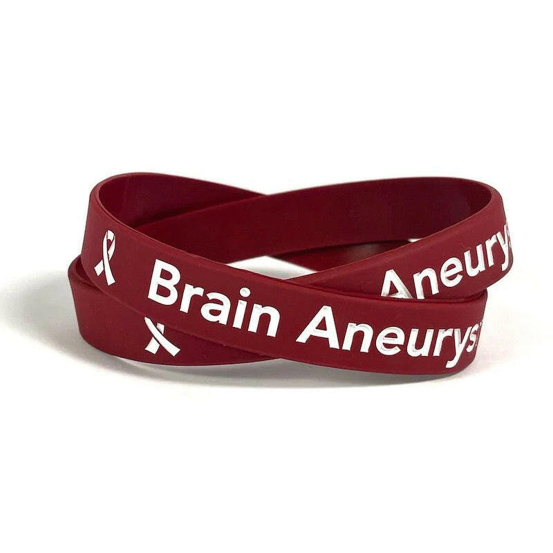 Brain Aneurysm Awareness burgundy wristband - Adult 8" - Support Store