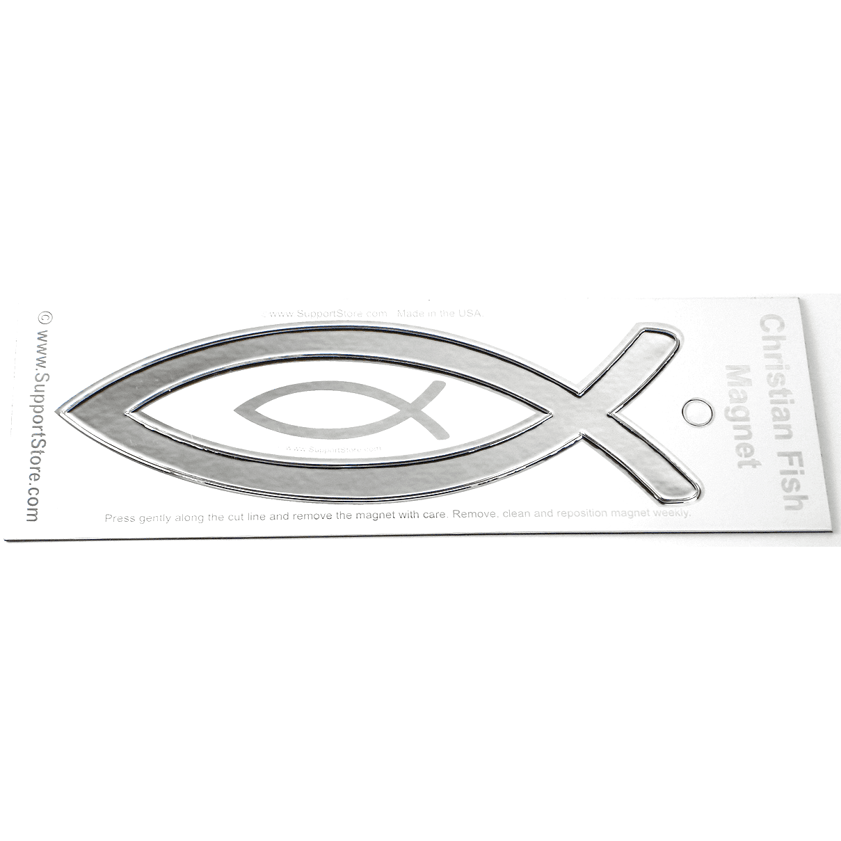 Christian Fish Chrome Look Emblem - Magnetic - Support Store