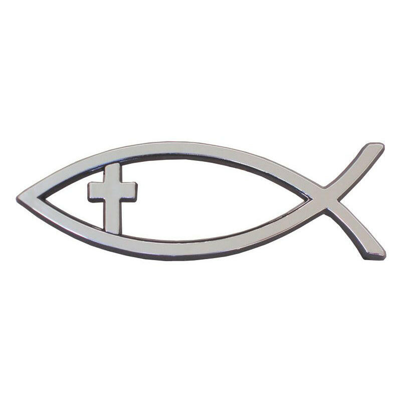 Christian Fish with Cross Emblem - Large - Adhesive - Support Store