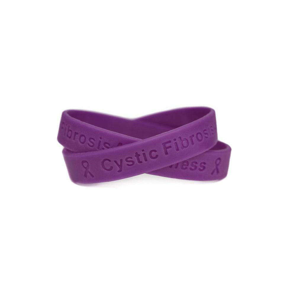 Cystic Fibrosis Awareness Purple Rubber Wristband Adult