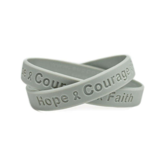 Hope Courage Faith Grey Rubber Bracelet Wristband - Youth 7" - Support Store