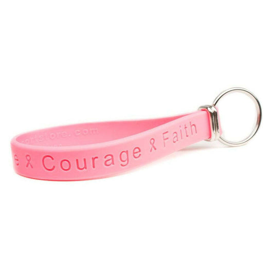 Hope Courage Faith Pink Wristband with LoopKit - Adult 8" - Support Store