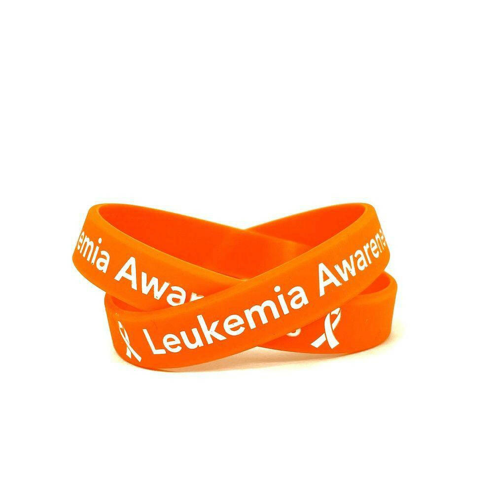 Leukemia Awareness Orange Rubber Bracelet Wristband White Letters - Youth 7" - Support Store