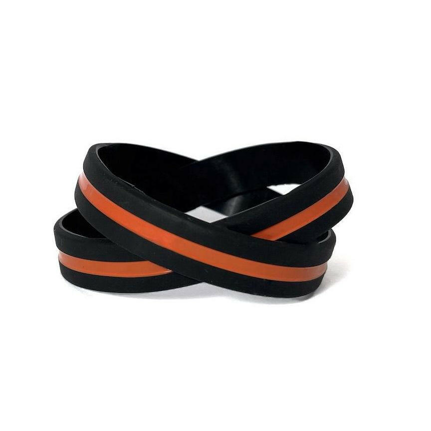 Thin Orange Line - Adult 8" Support Search and Rescue Personnel Black Wristband - Support Store