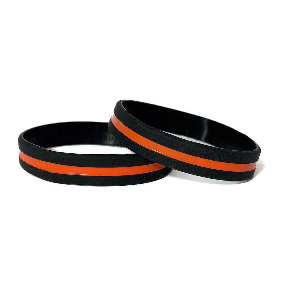 Thin Orange Line - Adult 8" Support Search and Rescue Personnel Black Wristband - Support Store