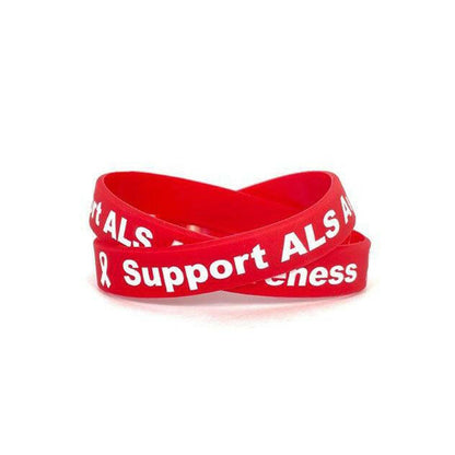 Support ALS Awareness red wristband - Adult 8" - Support Store