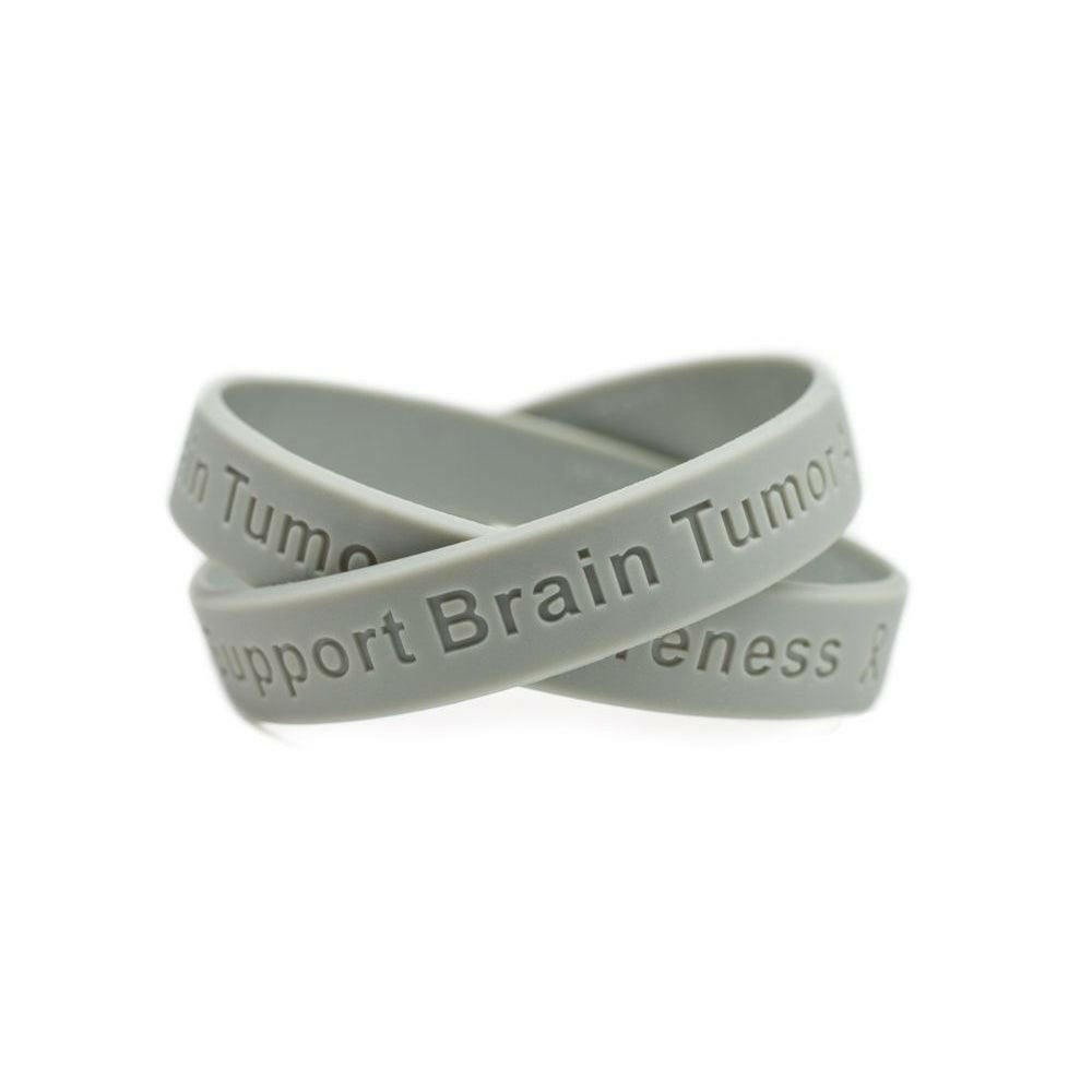 Support Brain Tumor Awareness grey wristband - Adult 8" - Support Store