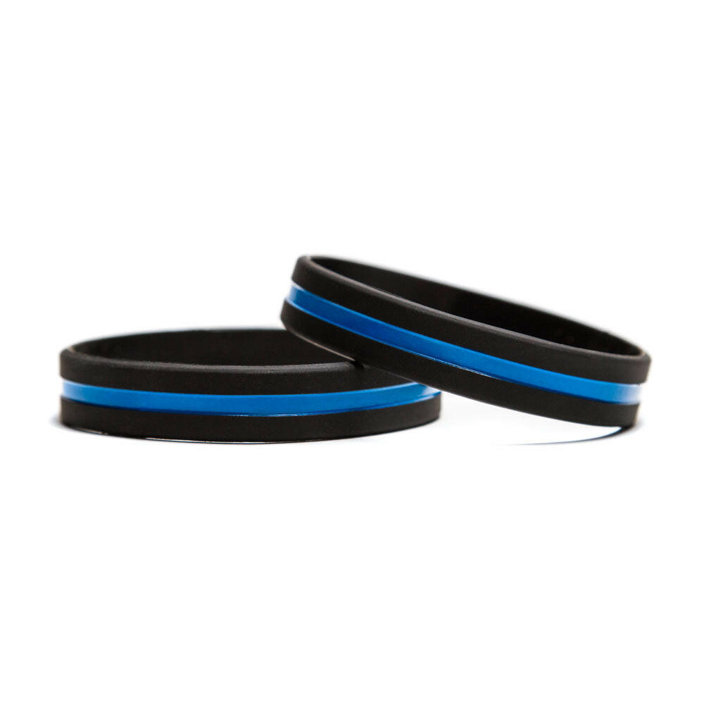 Thin Blue Line - Adult XL 9" Support Law Enforcement Black Wristband - Support Store