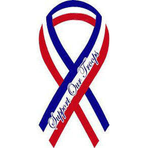 Support Our Troops Ribbon Mini Car Magnet in Red, White, and Blue - Support Store