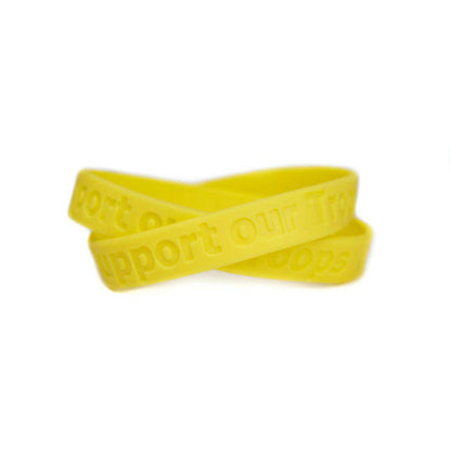 Support our Troops Rubber Bracelet Wristband - Yellow - Adult 8" - Support Store
