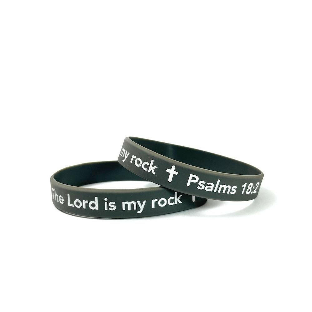 The Lord is my rock Psalms 18:2 Wristband White Letters - Support Store