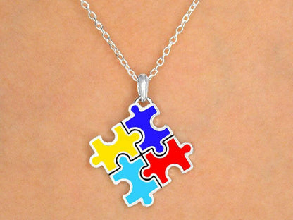 Autism Awareness Puzzle Piece Pendant Necklace - Support Store