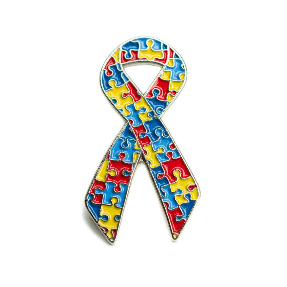 Autism Awareness Ribbon Puzzle Lapel Pin - Support Store