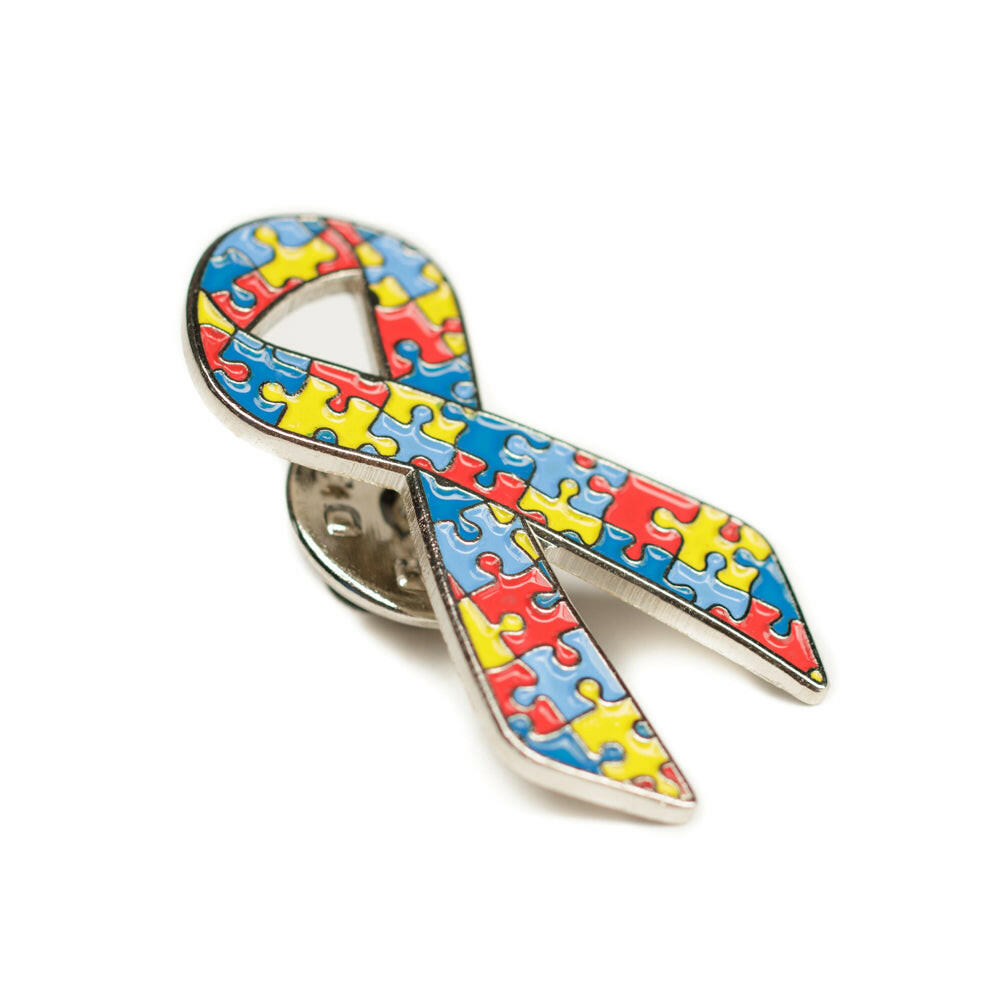 Autism Awareness Ribbon Puzzle Lapel Pin - Support Store