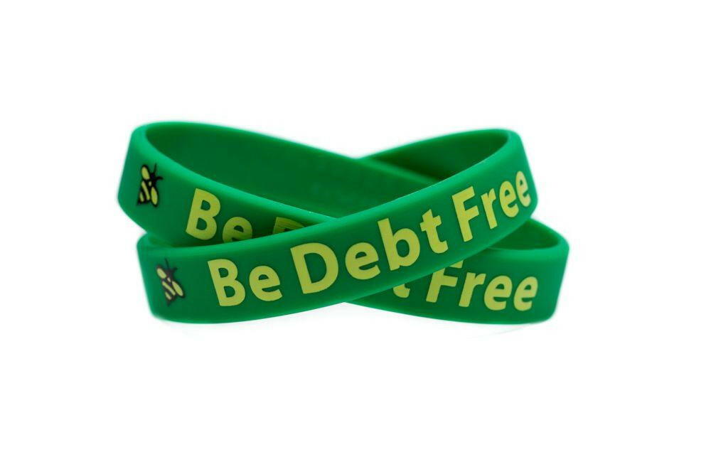 Be Debt Free Rubber Bracelet Wristband - Adult 8" - Support Store