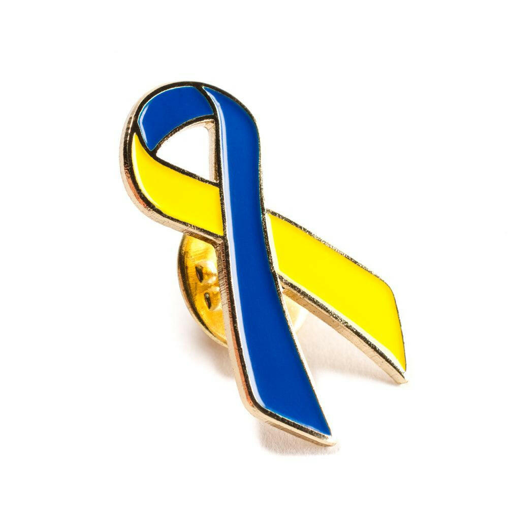 Blue & Yellow Ribbon Lapel Pin - Support Store