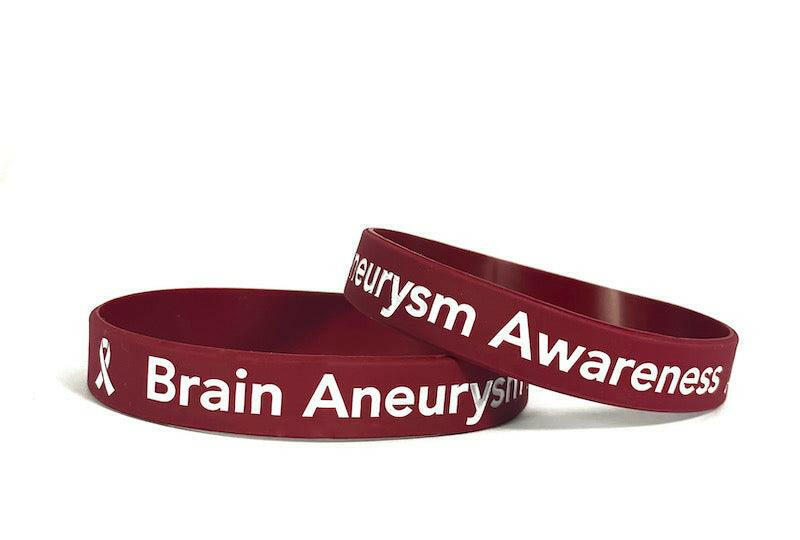 Brain Aneurysm Awareness burgundy wristband - Adult 8" - Support Store