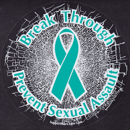 Break Through...Prevent Sexual Assault Teal Static Window Cling - Support Store