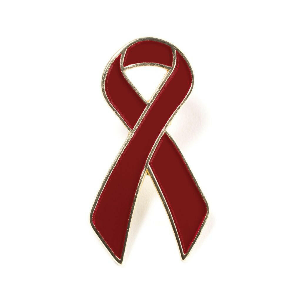 Burgundy Ribbon Lapel Pin - Support Store