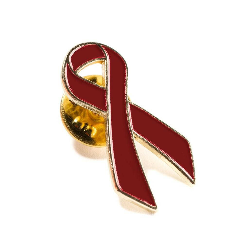 Burgundy Ribbon Lapel Pin - Support Store