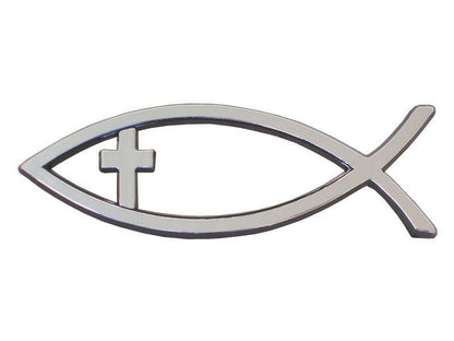 Christian Fish with Cross Emblem - Large - Adhesive - Support Store