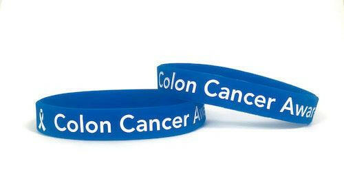 Colon Cancer Awareness Blue Wristband White Lettering - Adult 8" - Support Store