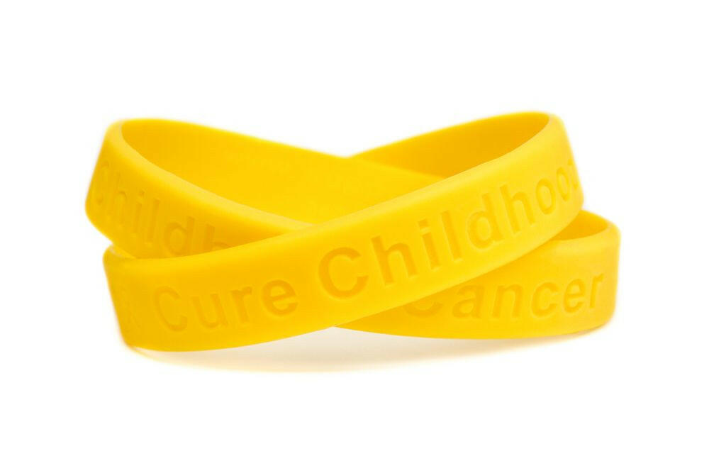 Cure Childhood Cancer Gold Rubber Wristband - Youth 7" - Support Store