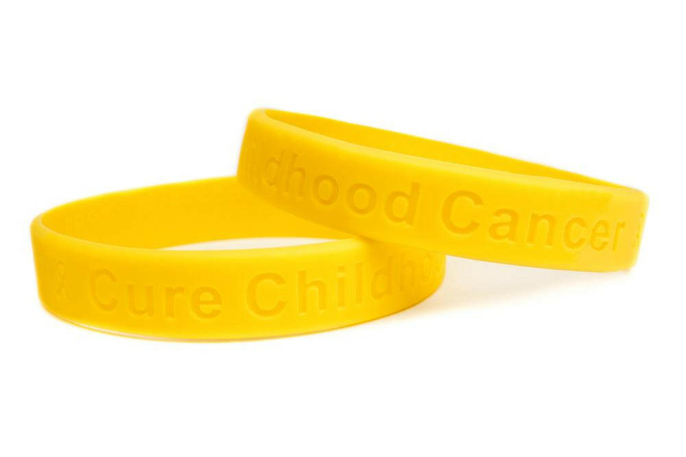 Cure Childhood Cancer Gold Rubber Wristband - Youth 7" - Support Store