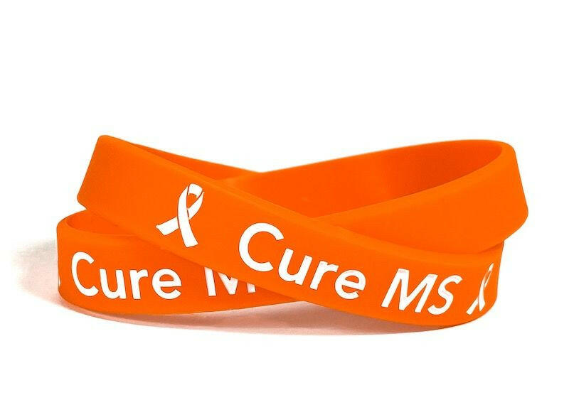 Cure MS Orange Rubber Bracelet Wristband - Youth 7" - Support Store