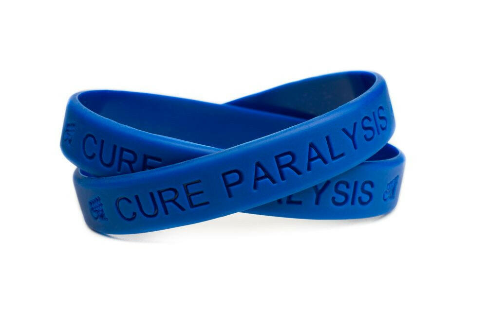 Cure Paralysis Blue Rubber Bracelet Wristband - Adult 8" - Support Store