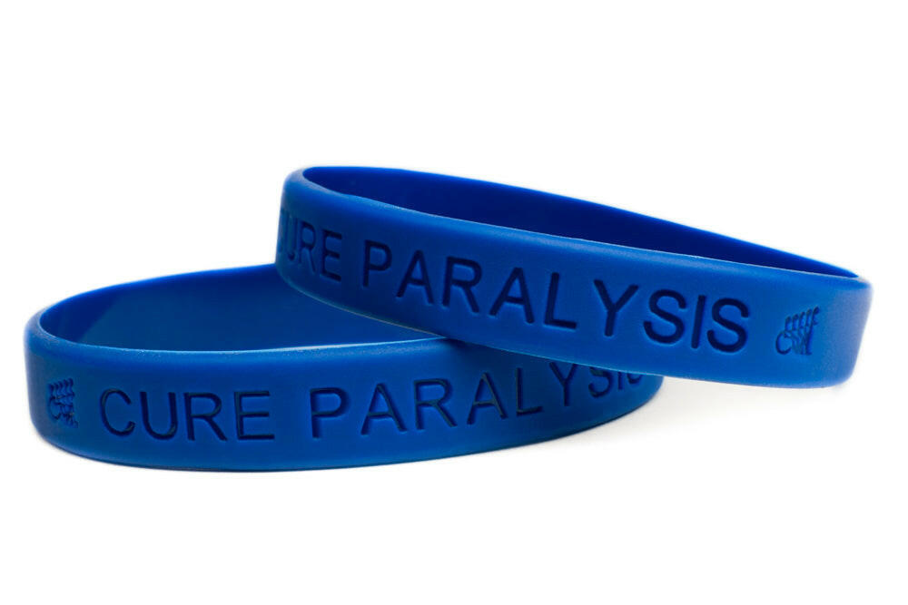 Cure Paralysis Blue Rubber Bracelet Wristband - Adult 8" - Support Store