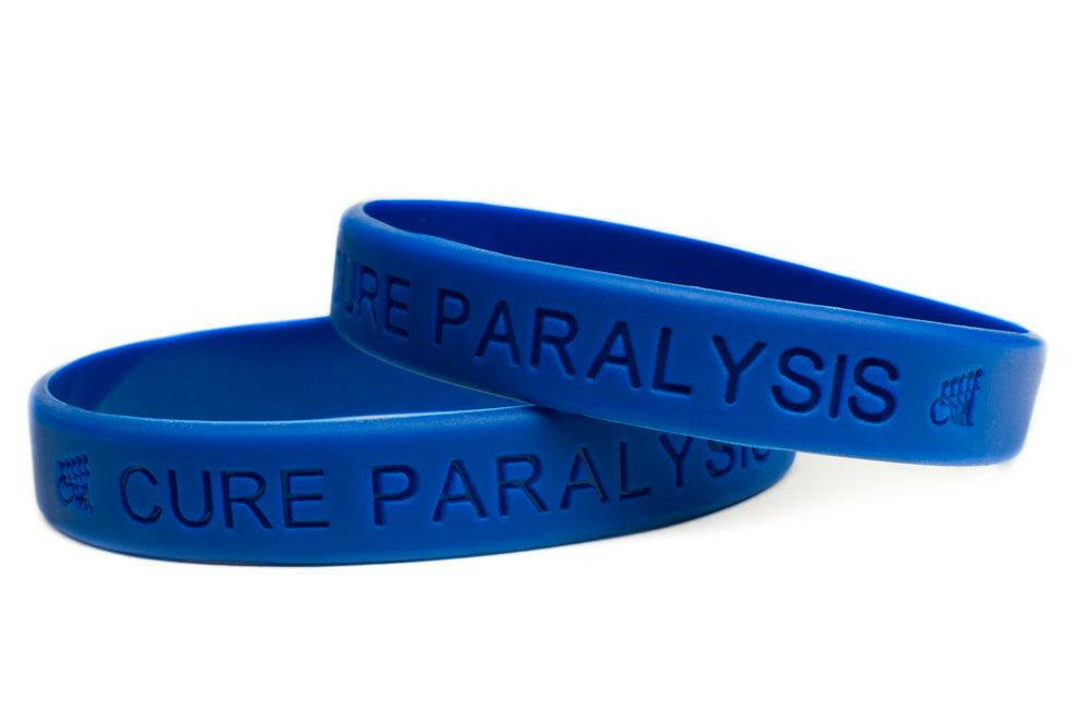 Cure Paralysis Blue Rubber Bracelet Wristband - Youth 7" - Support Store