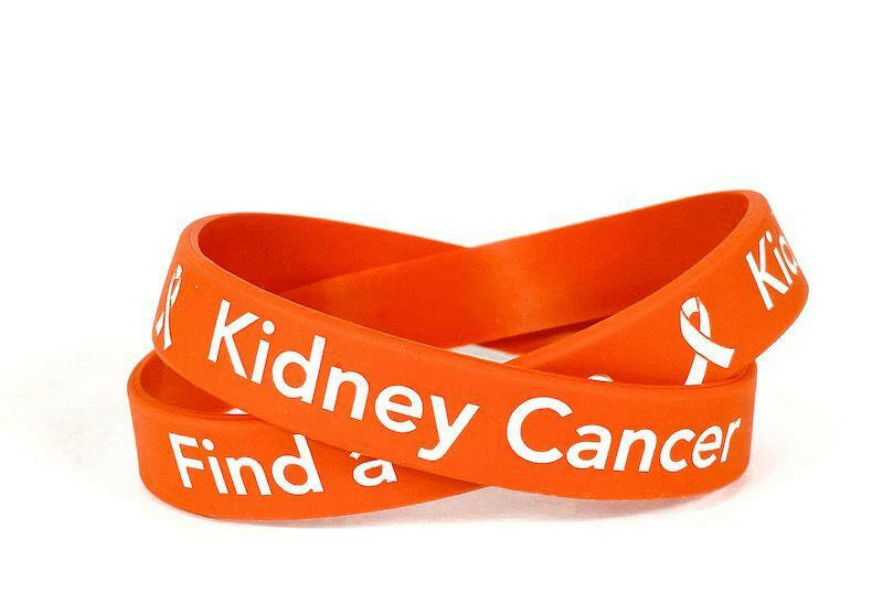 Find a Cure - Kidney Cancer orange wristband white letters - Adult 8" - Support Store