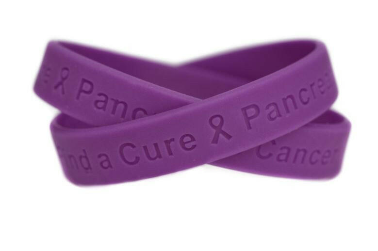 Find a Cure - Pancreatic Cancer purple wristband - Adult XL 9" - Support Store