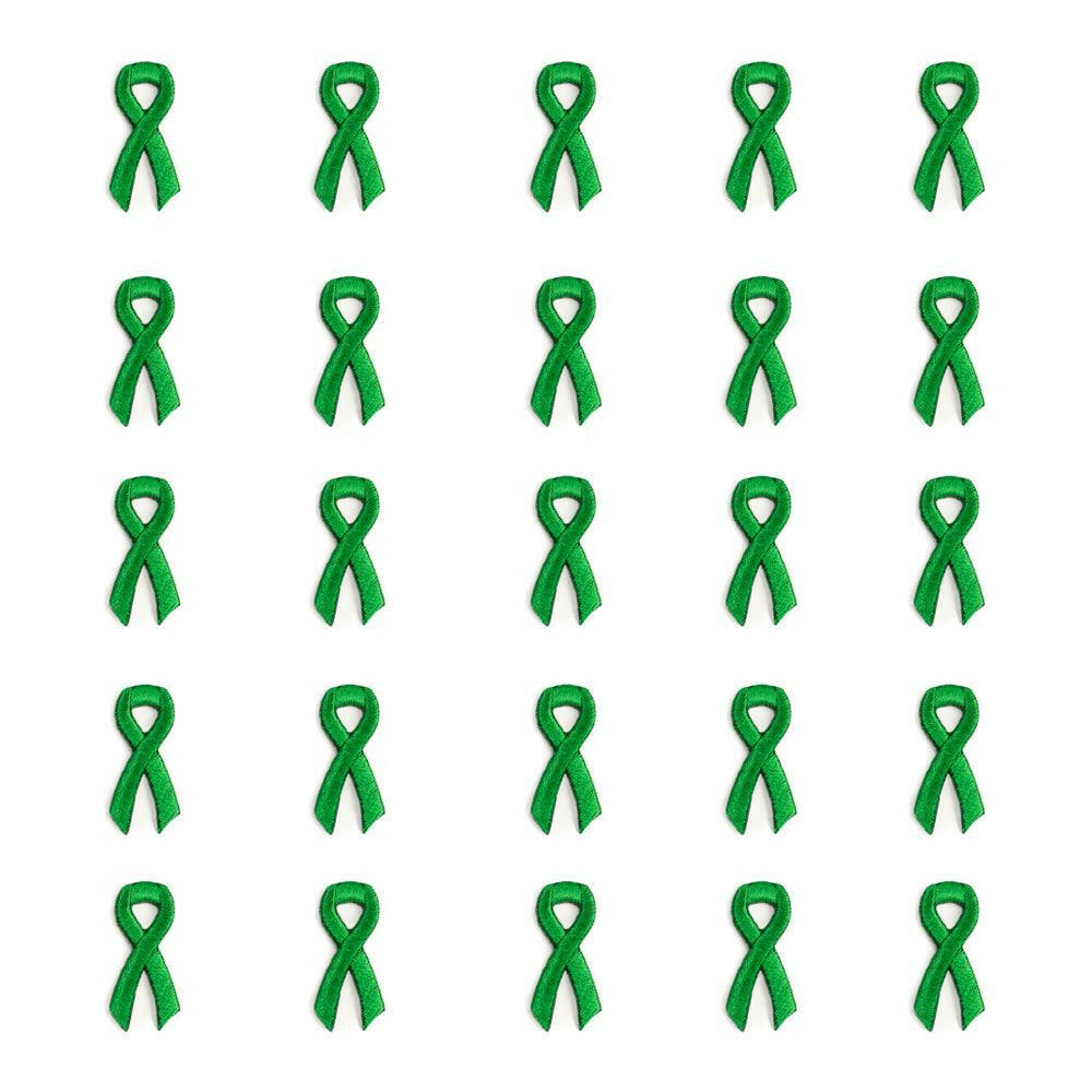 Green Ribbon Embroidered Stick-ons - 25-pack - Support Store