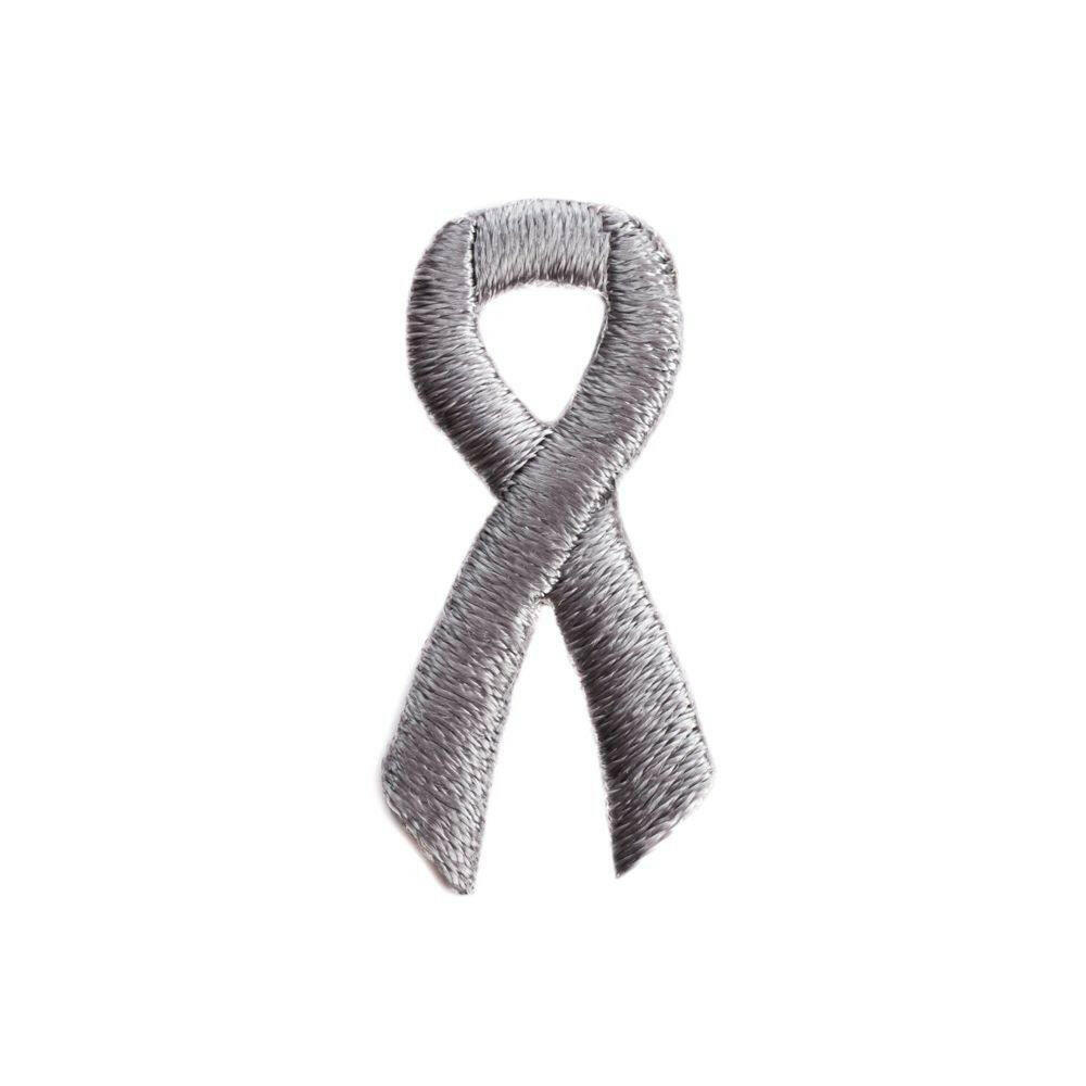 Grey Ribbon Embroidered Stick-ons - 25-pack - Support Store