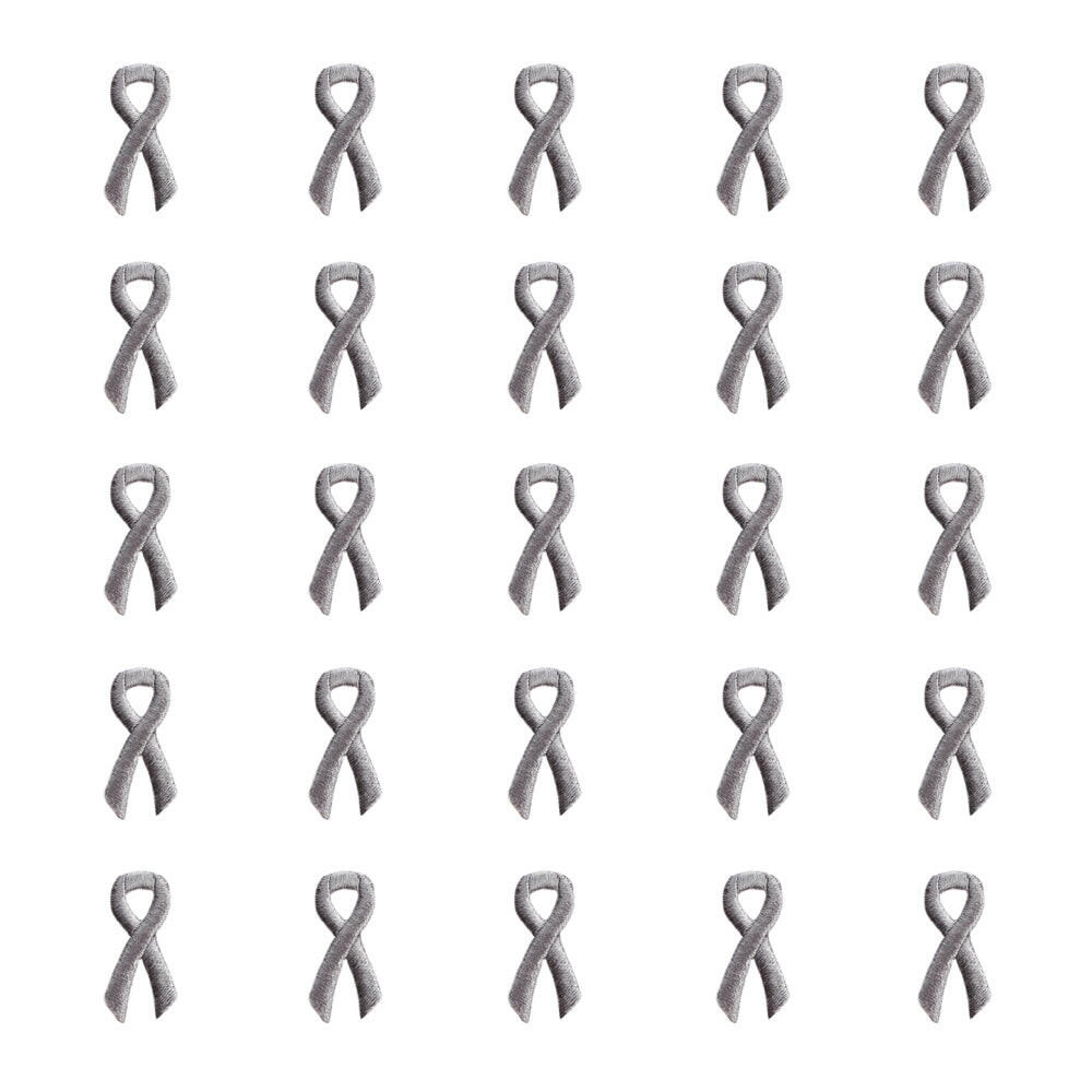 Grey Ribbon Embroidered Stick-ons - 25-pack - Support Store