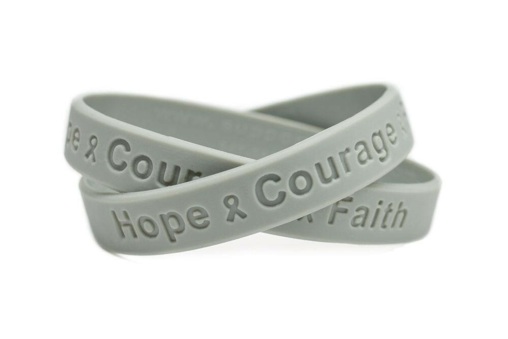 Hope Courage Faith Grey Rubber Bracelet Wristband - Youth 7" - Support Store