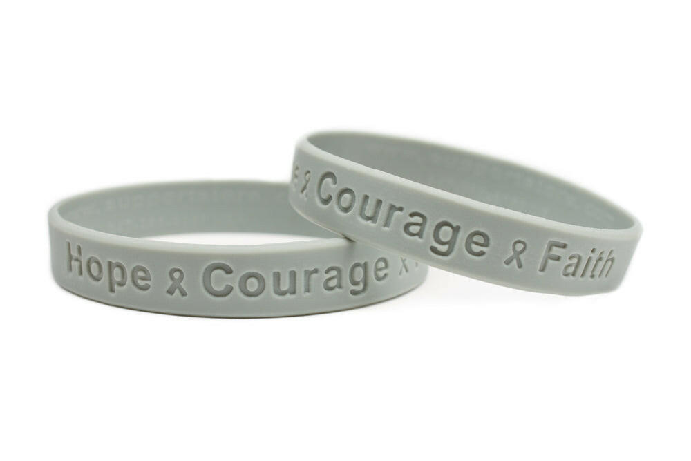 Hope Courage Faith Grey Rubber Bracelet Wristband - Youth 7" - Support Store