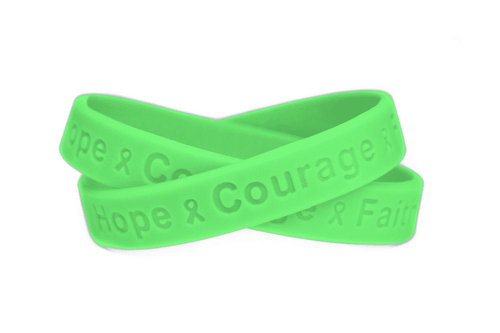 Hope Courage Faith Lime Green Rubber Wristband - Adult 8" - Support Store