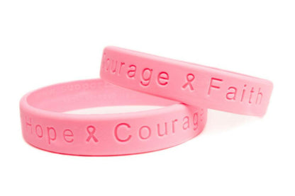 Hope Courage Faith Pink Rubber Bracelet Wristband - Youth 7" - Support Store