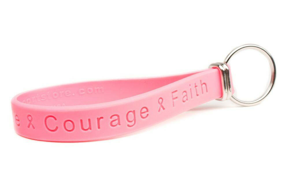 Hope Courage Faith Pink Wristband with LoopKit - Adult 8" - Support Store