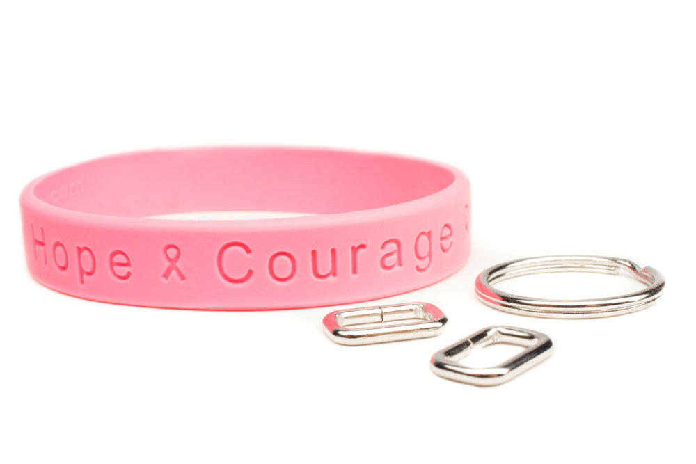 Hope Courage Faith Pink Wristband with LoopKit - Adult 8" - Support Store