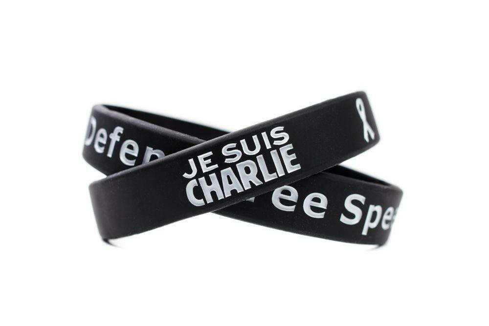 Je Suis Charlie - Defend Free Speech Rubber Wristband - Adult 8" - Support Store