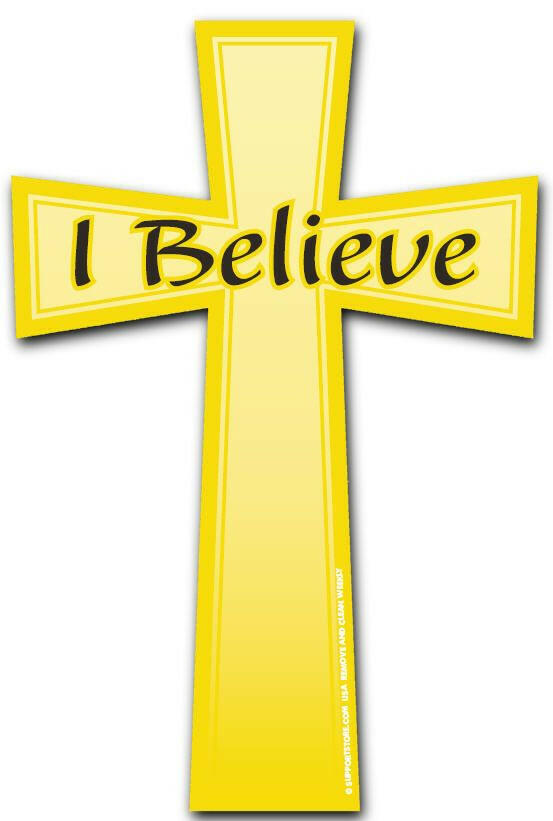 I Believe Car Magnet - Gold Christian Cross - Support Store