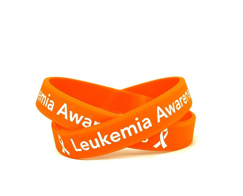 Leukemia Awareness Orange Rubber Bracelet Wristband White Letters - Adult 8" - Support Store