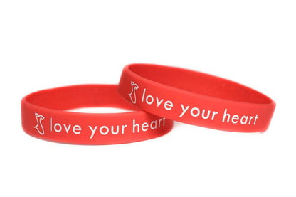 love your heart Red Dress Rubber Bracelet Wristband - Adult 8" - Support Store