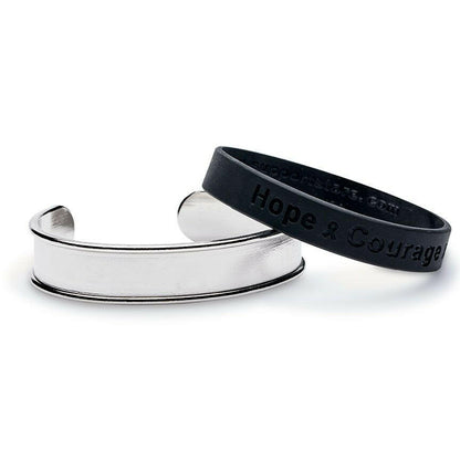 Matte Silver Metal Rubber Wristband Bangle - Unisex - Support Store
