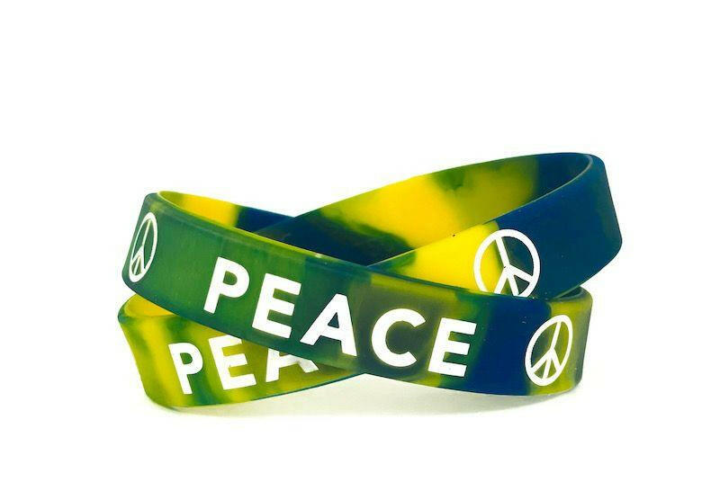 Peace Rubber Bracelet Wristband - Tie-Dye - Youth 7" - Support Store