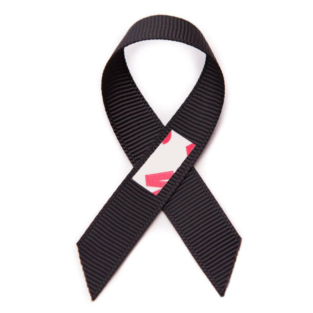 Peel & stick black grosgrain awareness ribbons - 10 pack - Support Store